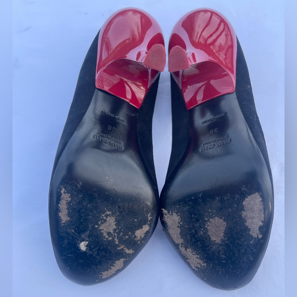 Pre-Owned Miu Miu Colorblock Pumps Black Suede Wi… - image 6